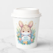 Schattigee paashaas met een paasbord papieren bekers (Voorkant)