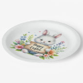 Schattigee paashaas met een paasbord papieren bordje (Gekanteld)