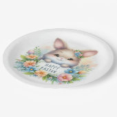 Schattigee paashaas met een paasbord papieren bordje (Gekanteld)