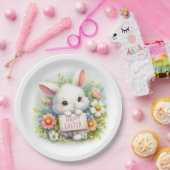 Schattigee paashaas met een paasbord papieren bordje (Feest)