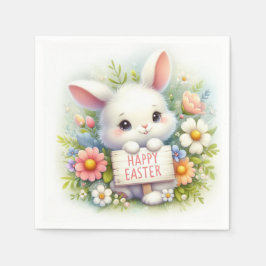 Schattigee paashaas met een paasbord servet