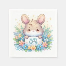 Schattigee paashaas met een paasbord servet