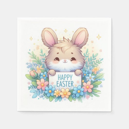 Schattigee paashaas met een paasbord servet (Voorkant)