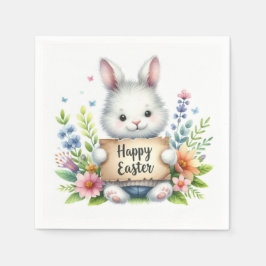 Schattigee paashaas met een paasbord servet