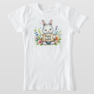 Schattigee paashaas met een vrolijk paasbord t-shirt