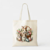 Schattigee paashaas met eieren en tulpen tote bag (Achterkant)
