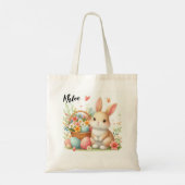 Schattigee paashaas met eitjes en bloemen tote bag (Achterkant)