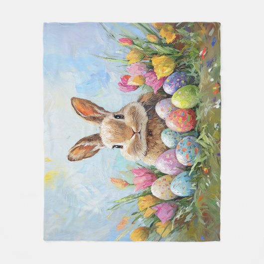 Schattigee paashaas met gekleurde eieren fleece deken (Voorkant)