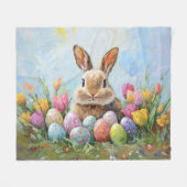 Schattigee paashaas met gekleurde eieren fleece deken (Voorkant (Horizontaal))