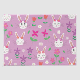 Schattigee Paashaas met roze oranje paarse bloemet Tissuepapier