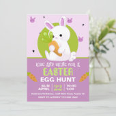 Schattigee paashaas met wortelverjaardagsfeestje kaart (Staand voorkant)