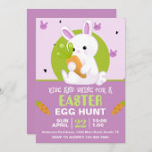 Schattigee paashaas met wortelverjaardagsfeestje kaart (Voorkant / Achterkant)