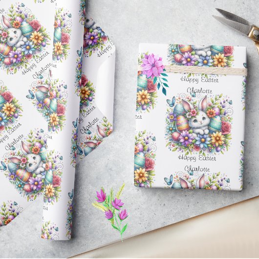 Schattigee paashaas Naam of geboortedatum toevoege Cadeaupapier