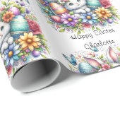 Schattigee paashaas Naam of geboortedatum toevoege Cadeaupapier (Rol Hoek)