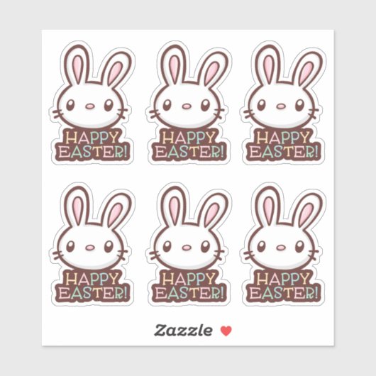 Schattigee paashaas op maat gesneden vinyl Sticker (Vel)