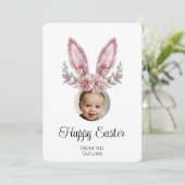 Schattigee paashaas oren Kinder foto Feestdagenkaart (Staand voorkant)