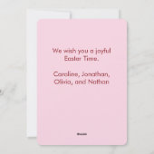 Schattigee paashaas roze bloesems feestdagenkaart (Achterkant)