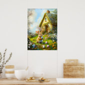 Schattigee Paashaas schilderij muurkunst Poster (Keuken)