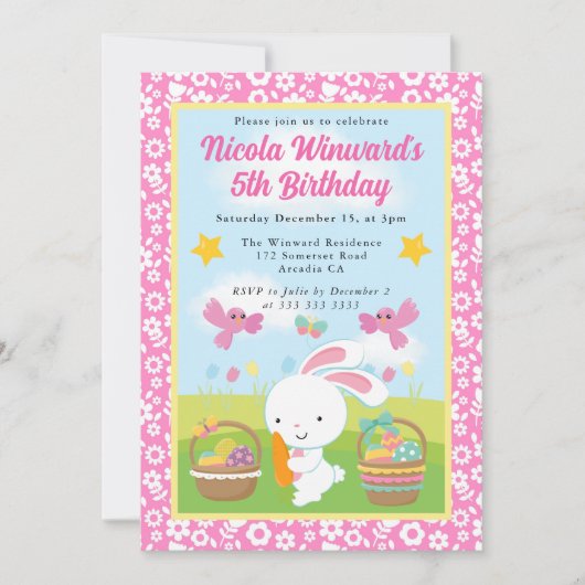 Schattigee Paashaas Spring Kids Verjaardag Kaart (Voorkant)