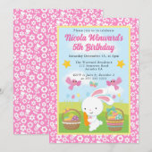 Schattigee Paashaas Spring Kids Verjaardag Kaart (Voorkant / Achterkant)