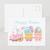 Schattigee paashaas trein feestdagenkaart (Voorkant / Achterkant)