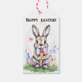 Schattigee  paashaas Waterverf Cadeaulabel