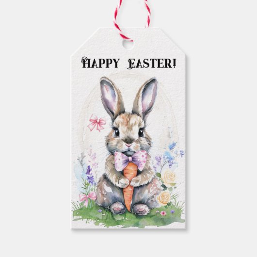 Schattigee  paashaas Waterverf Cadeaulabel (Voorkant)