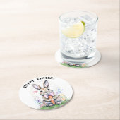 Schattigee  paashaas Waterverf Ronde Kartonnen Onderzetter (Insitu)