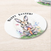 Schattigee  paashaas Waterverf Ronde Kartonnen Onderzetter (Gebogen)