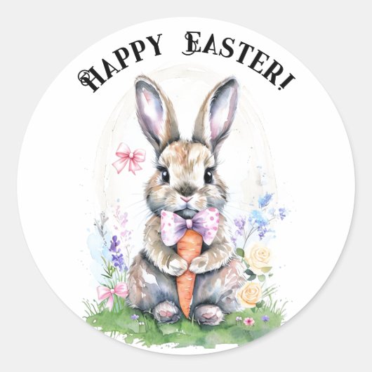 Schattigee paashaas Waterverf Ronde Sticker (Voorkant)
