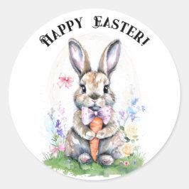 Schattigee  paashaas Waterverf Ronde Sticker