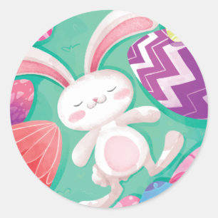 Schattigee paashaas Waterverf Sticker Seal