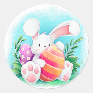 Schattigee paashaas Waterverf Sticker Seal