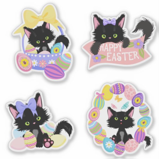 Schattigee paaskat pastel sticker (Voorkant)