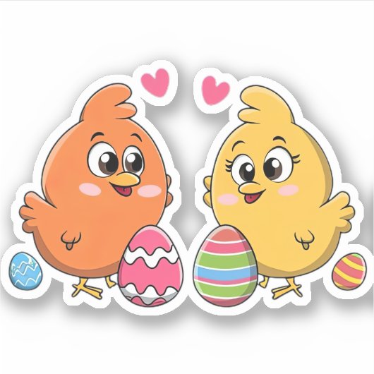 Schattigee paaskippen sticker (Voorkant)