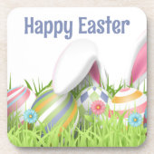 Schattigee PAASKLEURIGE EIEREN Konijnenoren Bier Onderzetter (Voorkant)