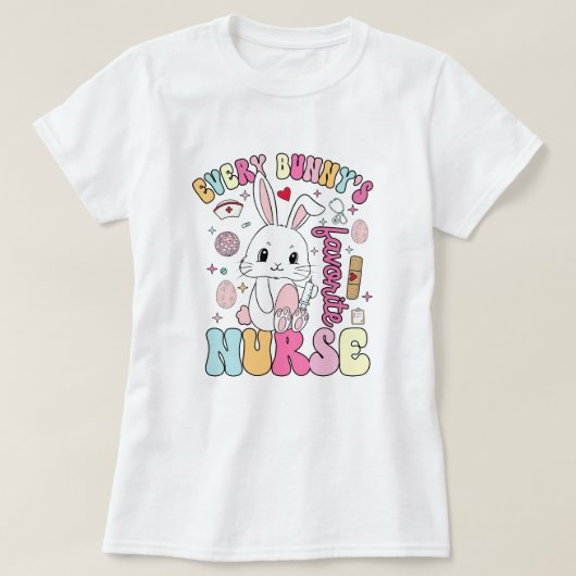 Schattigee paaskoester Bunny Shirt; Fun Spring Med T-shirt (Design voorkant)