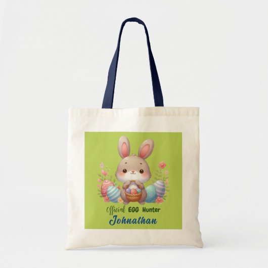 Schattigee paaskonijn eierjager gepersonaliseerd tote bag (Voorkant)