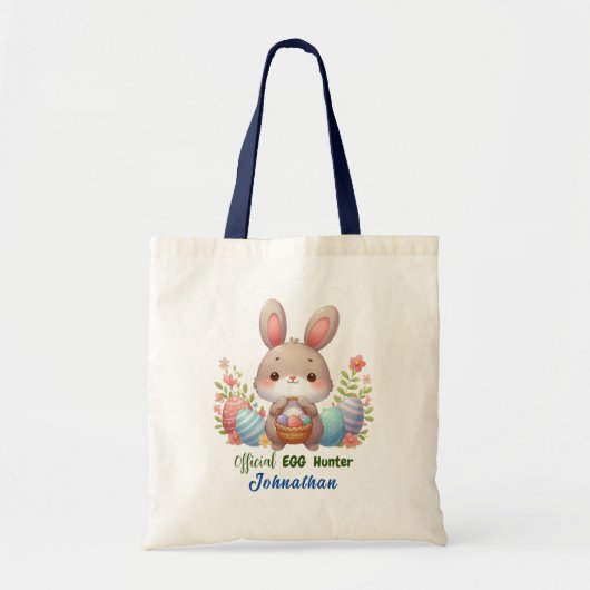 Schattigee paaskonijn eierjager gepersonaliseerd tote bag (Voorkant)
