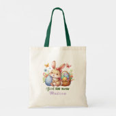 Schattigee paaskonijn eierjager gepersonaliseerd tote bag (Achterkant)