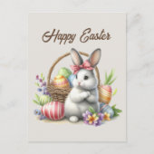 Schattigee paaskonijn waterverf bericht toevoegen feestdagenkaart (Voorkant)