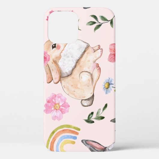 Schattigee paaskonijnen bloemenpatroon Case-Mate iPhone case (Achterkant)
