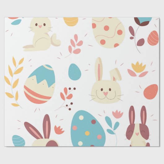 Schattigee paaskonijntje en cartoons cadeaupapier (Vlak)