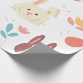 Schattigee paaskonijntje en cartoons cadeaupapier (Hoek)