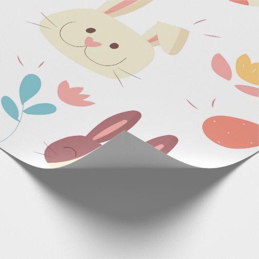 Schattigee paaskonijntje en cartoons cadeaupapier (Hoek)