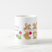 Schattigee paaskonijntjes aangepaste naam paascade mok (Center)