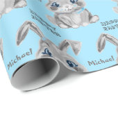 Schattigee paaskonijntjes jongens blauw cadeaupapier (Rol Hoek)