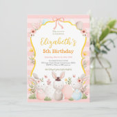 Schattigee paaskonijntjes roze Verjaardag Kaart (Staand voorkant)