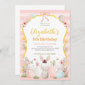 Schattigee paaskonijntjes roze Verjaardag Kaart (Voorkant / Achterkant)