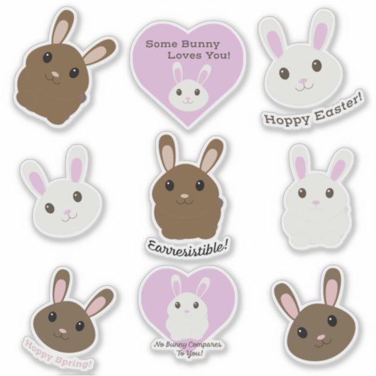Schattigee paaskonijntjes sticker set (Voorkant)